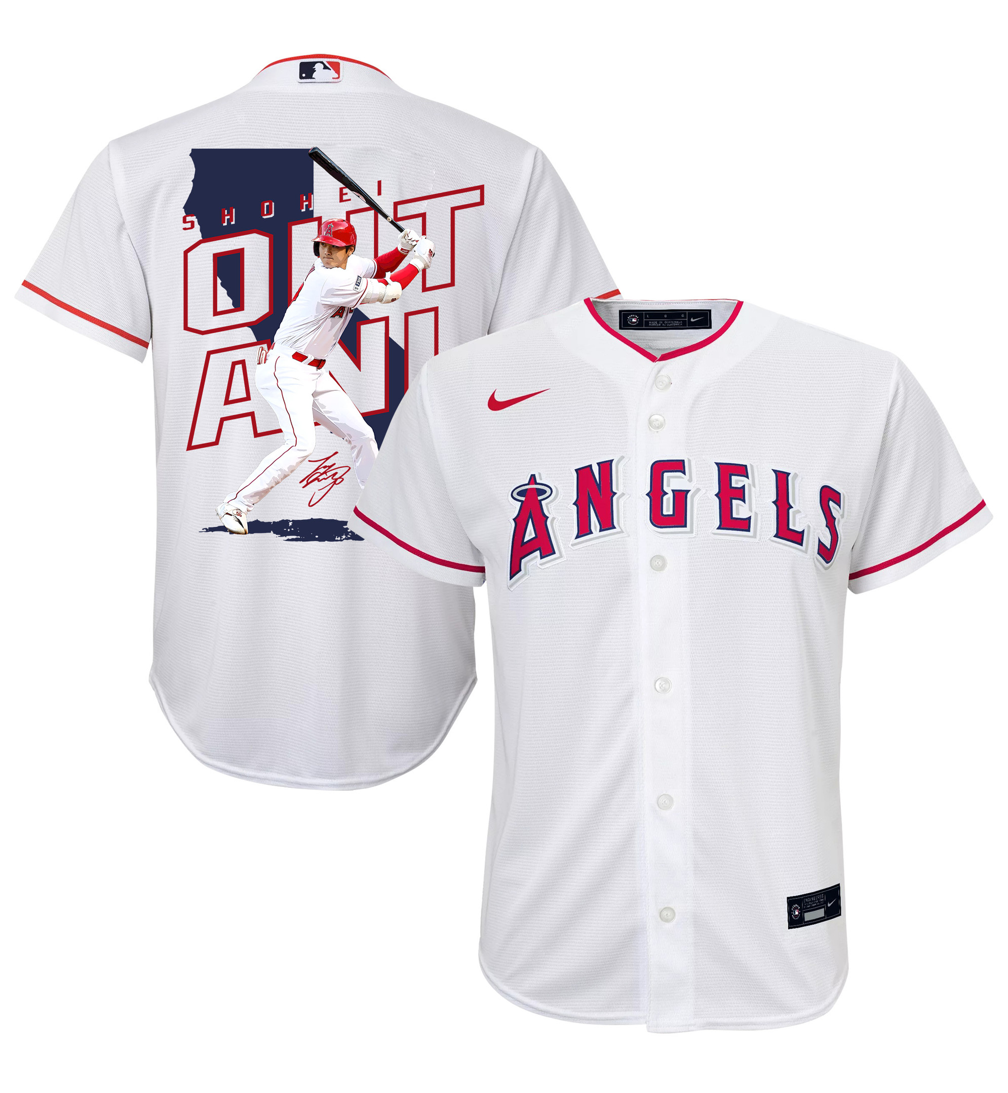 Shohei Ohtani 17 Los Angeles Angels Signed Map 2023 Home Player Youth Jersey - White