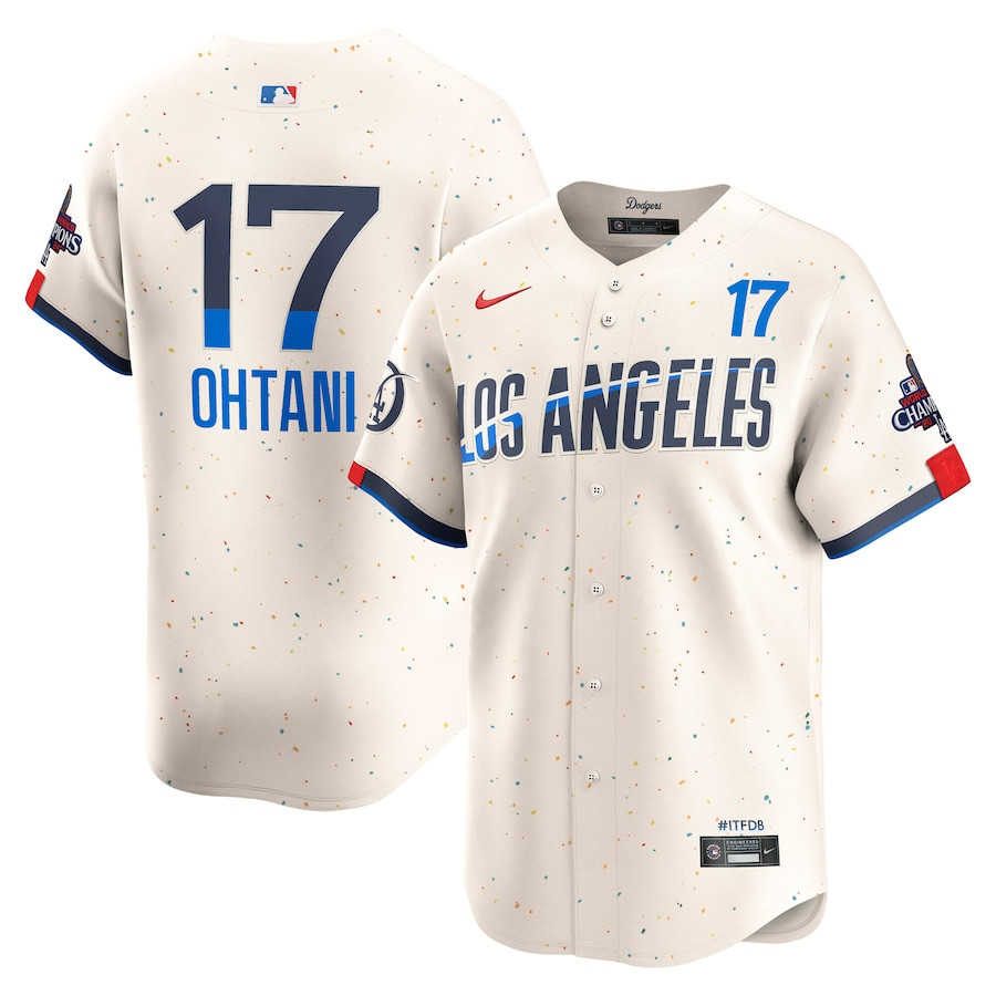 Shohei Ohtani 17 Los Angeles Dodgers 2024 World Series Champions City Connect Limited Player Men Jersey - Cream