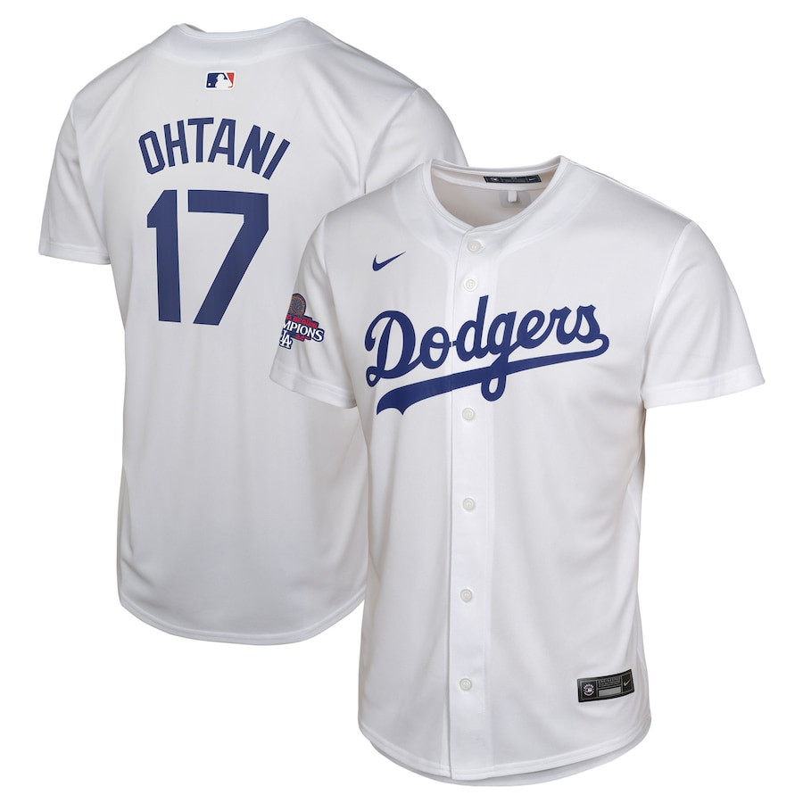 Shohei Ohtani 17 Los Angeles Dodgers 2024 World Series Champions Home Game Player Youth Jersey - White