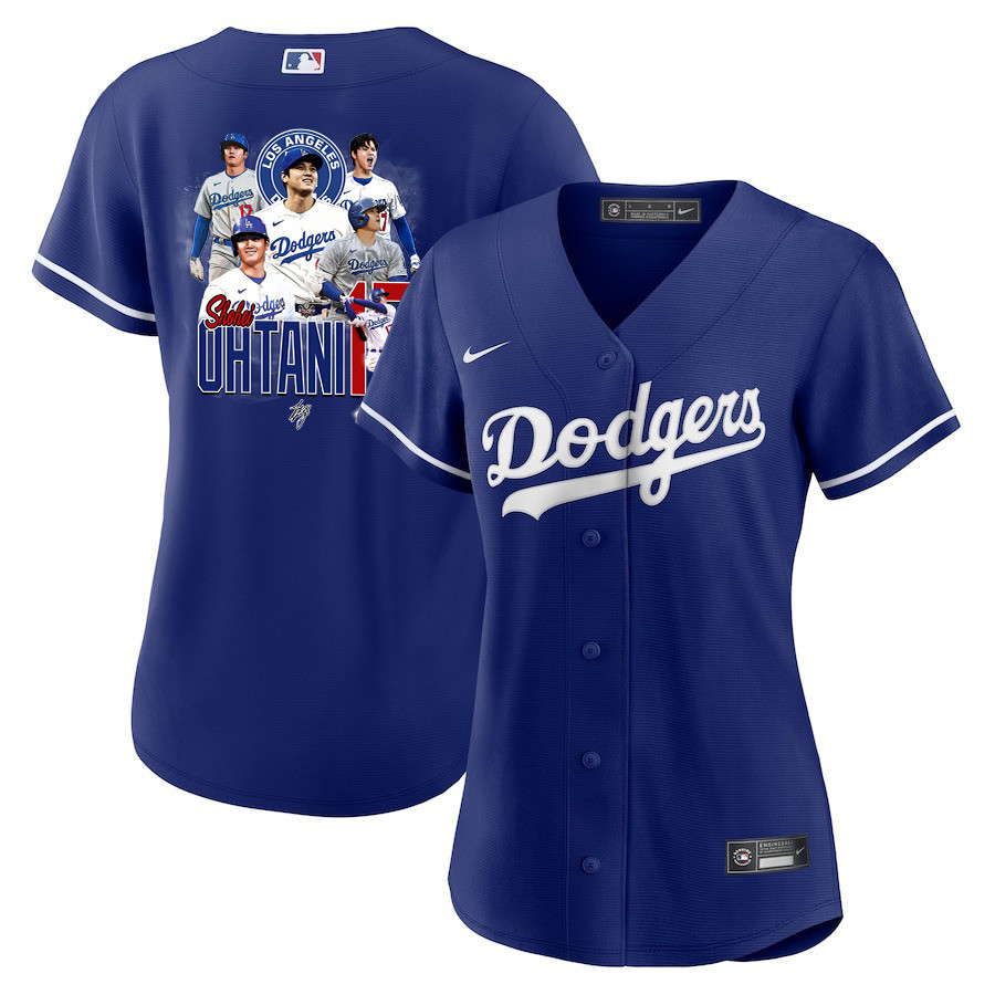Shohei Ohtani 17 Los Angeles Dodgers Signed Collage Arts 2023 Alternate Women Jersey - Royal