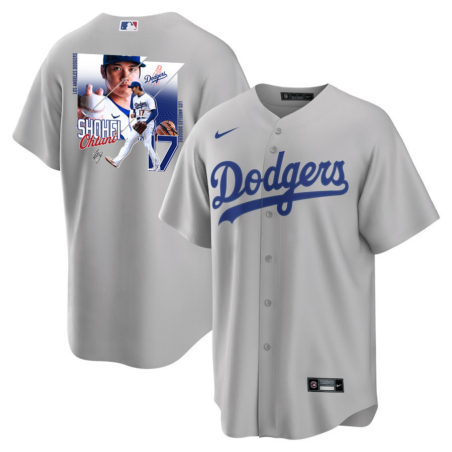 Shohei Ohtani 17 Los Angeles Dodgers Signed Greatest Sho On Earth 2023 Road Men Jersey - Gray