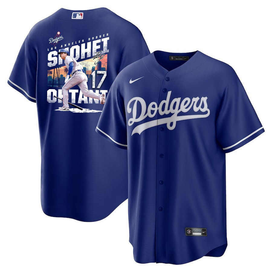 Shohei Ohtani 17 Los Angeles Dodgers Signed Homerun 2023 Alternate Men Jersey - Royal