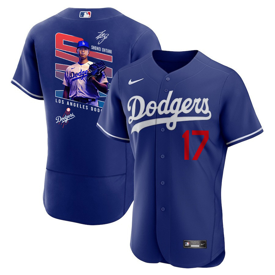 Shohei Ohtani 17 Los Angeles Dodgers Signed Mvp 2023 Alternate Elite Jersey - Men Royal Jersey