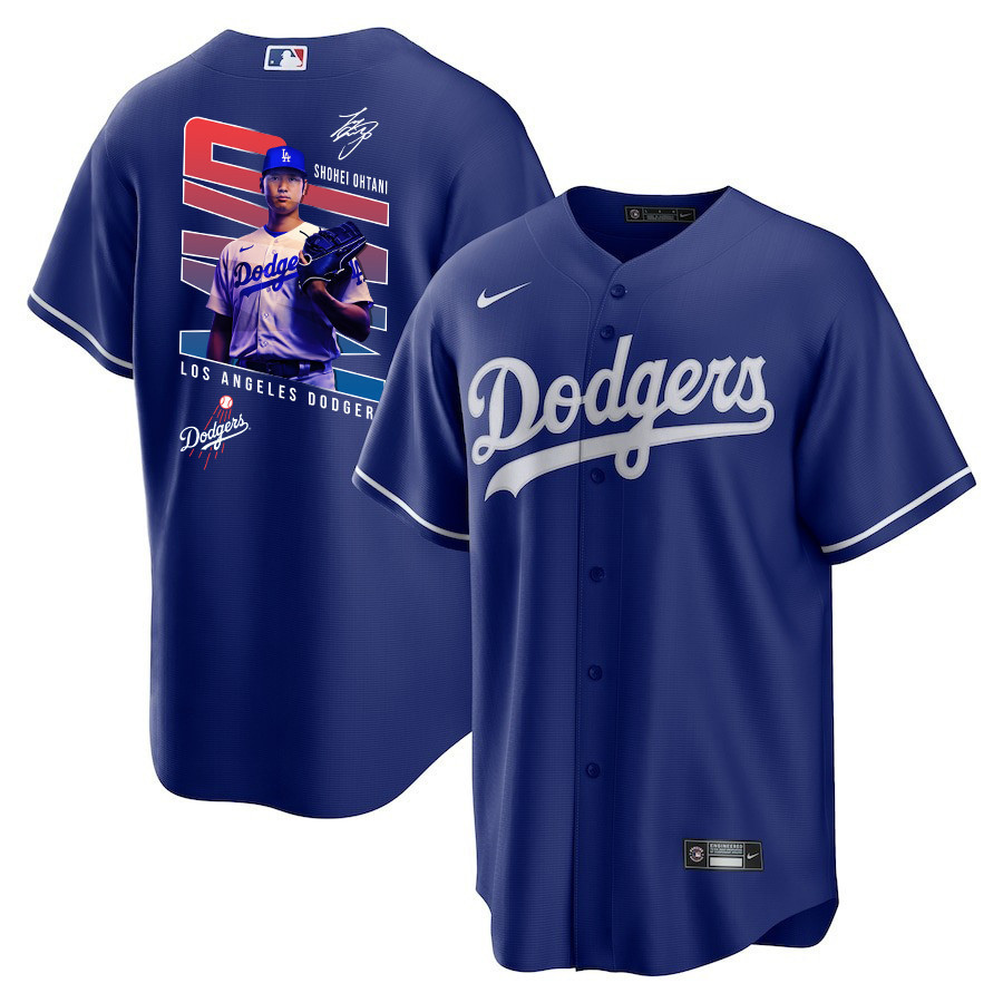 Shohei Ohtani 17 Los Angeles Dodgers Signed Mvp 2023 Alternate Men Jersey - Royal
