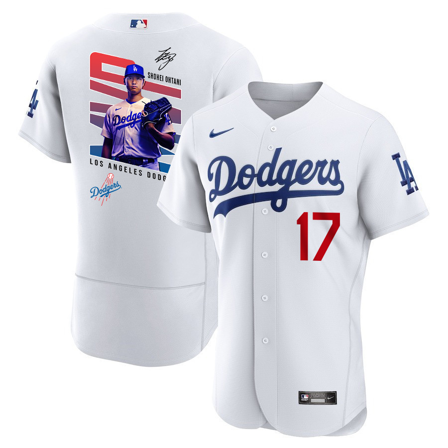 Shohei Ohtani 17 Los Angeles Dodgers Signed Mvp 2023 Home Elite Jersey - Men White Jersey