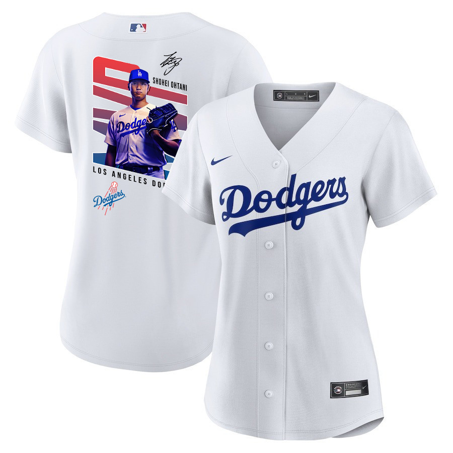 Shohei Ohtani 17 Los Angeles Dodgers Signed Mvp 2023 Home Women Jersey - White