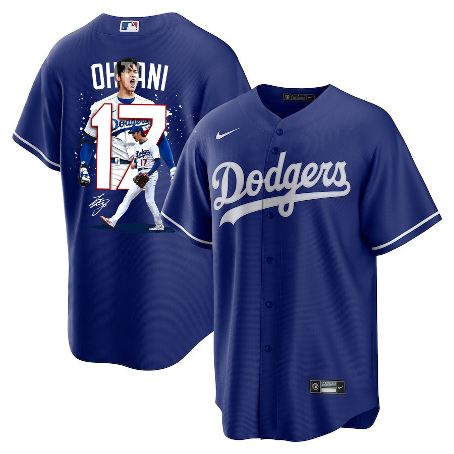 Shohei Ohtani 17 Los Angeles Dodgers Signed Number 2023 Alternate Men Jersey - Royal