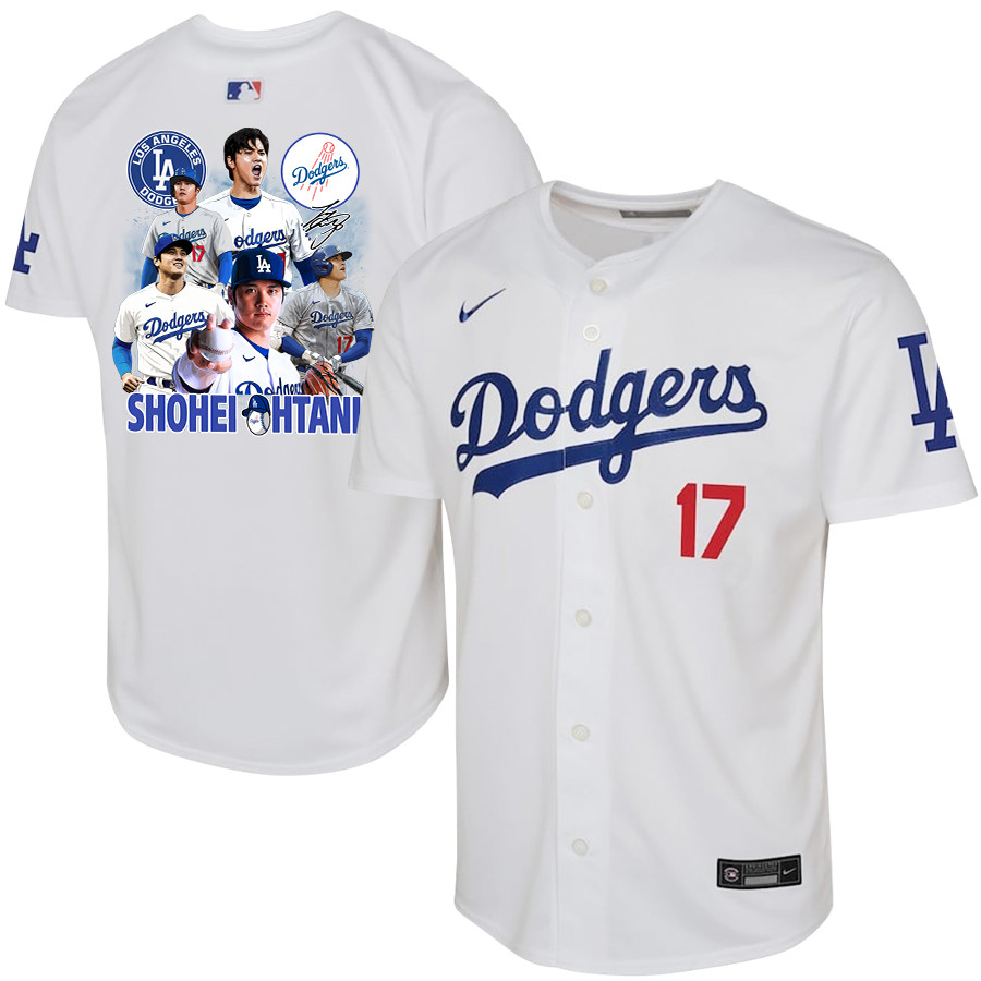 Shohei Ohtani 17 Los Angeles Dodgers Signed Sho King 2023 Youth Home Jersey - White