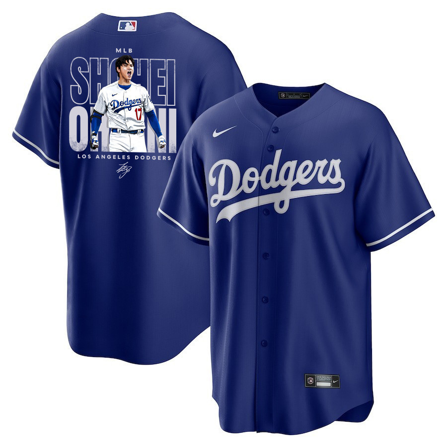 Shohei Ohtani 17 Los Angeles Dodgers Signed Shotime 2023 Alternate Men Jersey - Royal