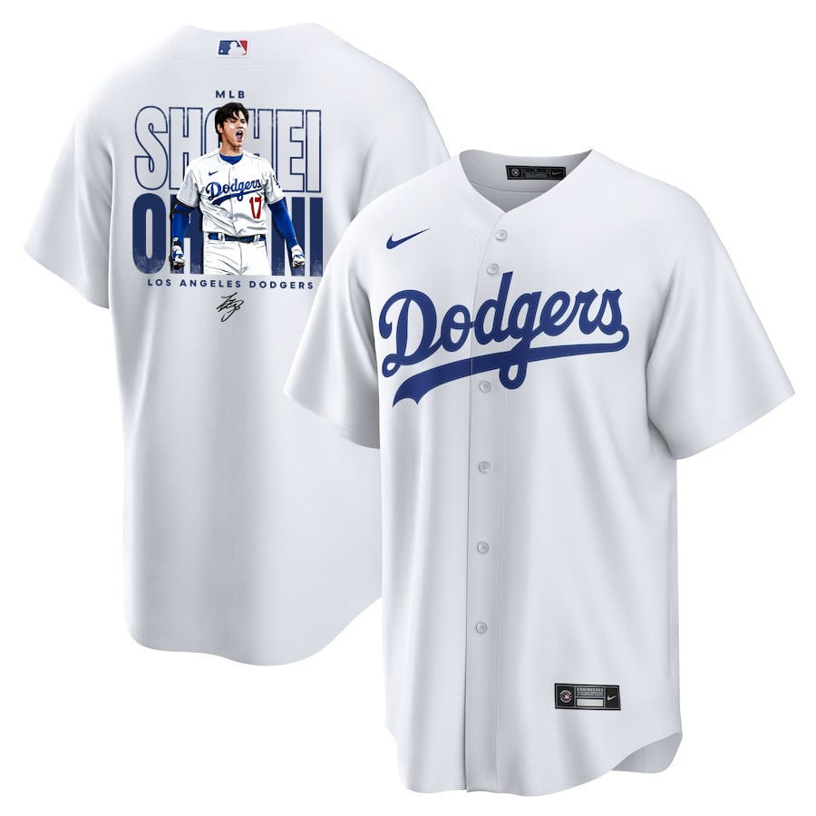 Shohei Ohtani 17 Los Angeles Dodgers Signed Shotime 2023 Home Player Men Jersey - White