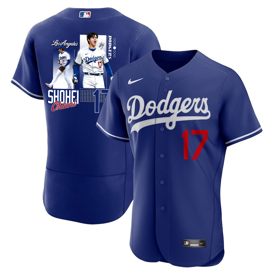 Shohei Ohtani 17 Los Angeles Dodgers Signed Welcome To The Sho 2023 Alternate Elite Men Jersey - Royal
