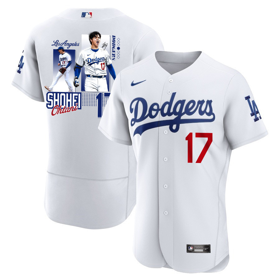 Shohei Ohtani 17 Los Angeles Dodgers Signed Welcome To The Sho 2023 Home Elite Men Jersey - White