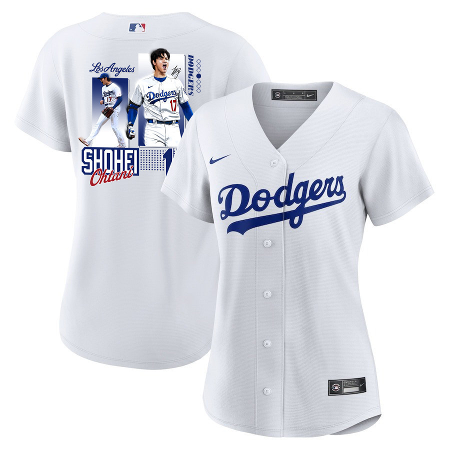 Shohei Ohtani 17 Los Angeles Dodgers Signed Welcome To The Sho Home Women Jersey - White