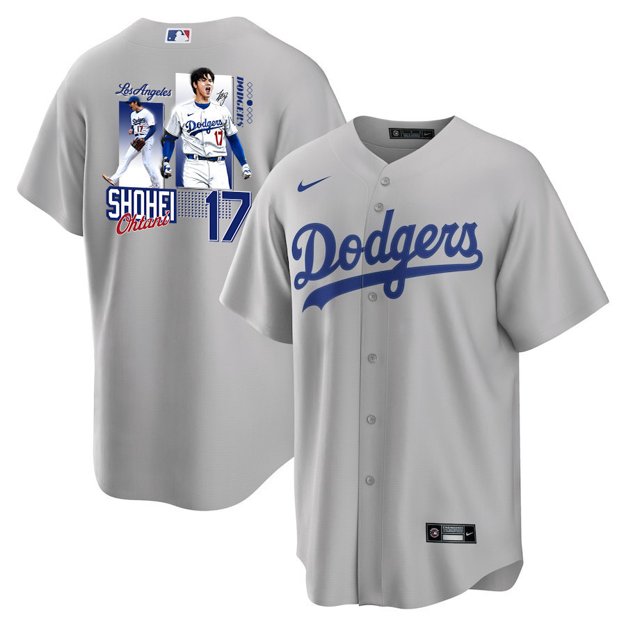 Shohei Ohtani 17 Los Angeles Dodgers Signed Welcome To The Sho Men Jersey - Gray