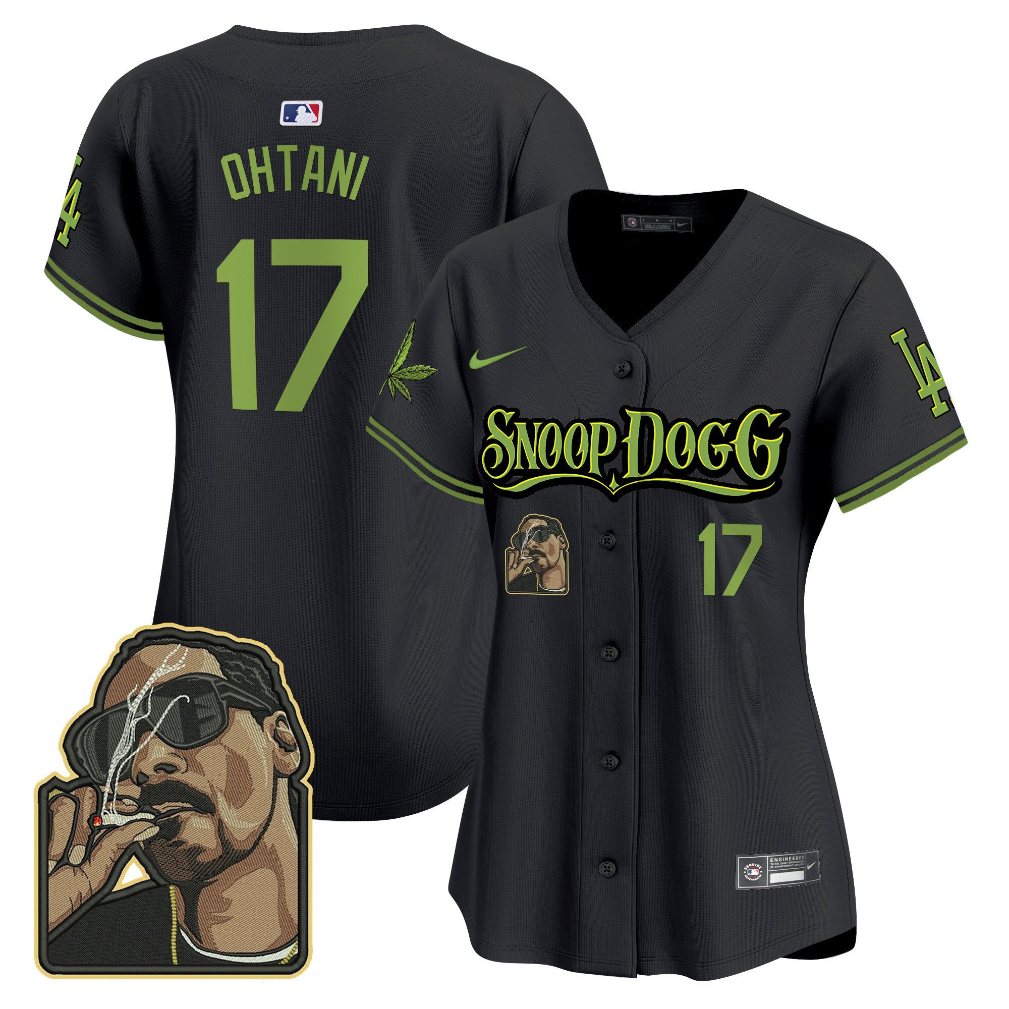 Shohei Ohtani 17 Los Angeles Dodgers Snoop Dogg Women Jersey - Black