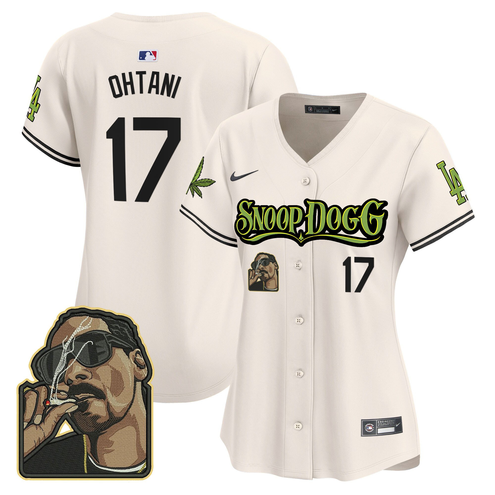 Shohei Ohtani 17 Los Angeles Dodgers Snoop Dogg Women Jersey - Cream
