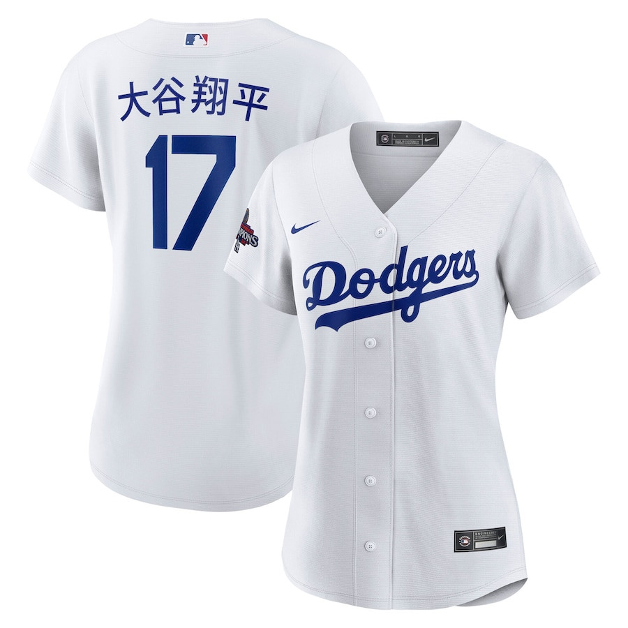 Shohei Ohtani 17 Los Angeles Dodgers Women's 2024 World Series Champions Home Japanese Characters Player Jersey - White