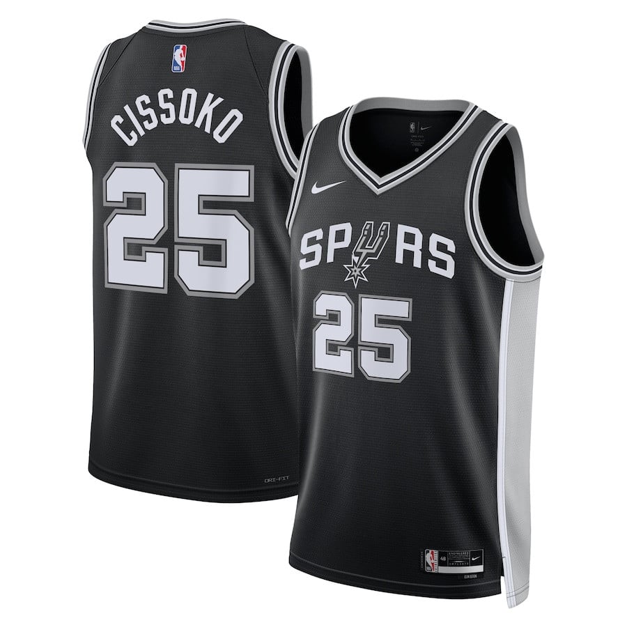 Sidy Cissoko 25 San Antonio Spurs Unisex Swingman Jersey - Icon Edition - Black