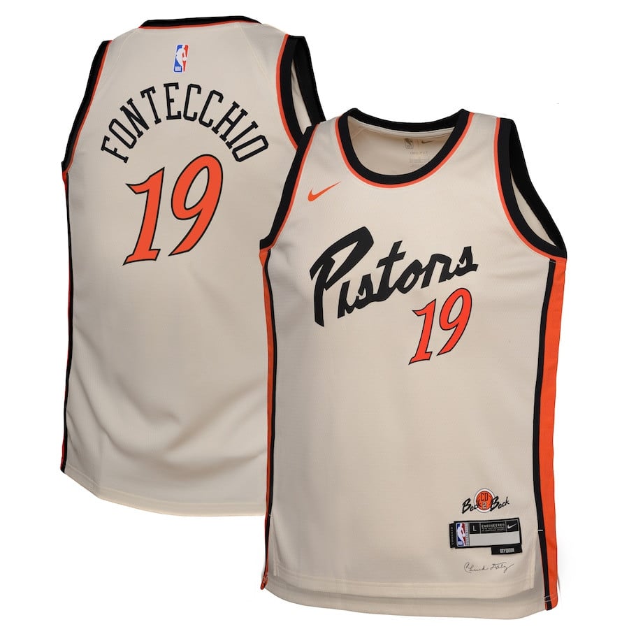 Simone Fontecchio 19 Detroit Pistons 2024/25 Swingman Player Youth Jersey - City Edition - Cream
