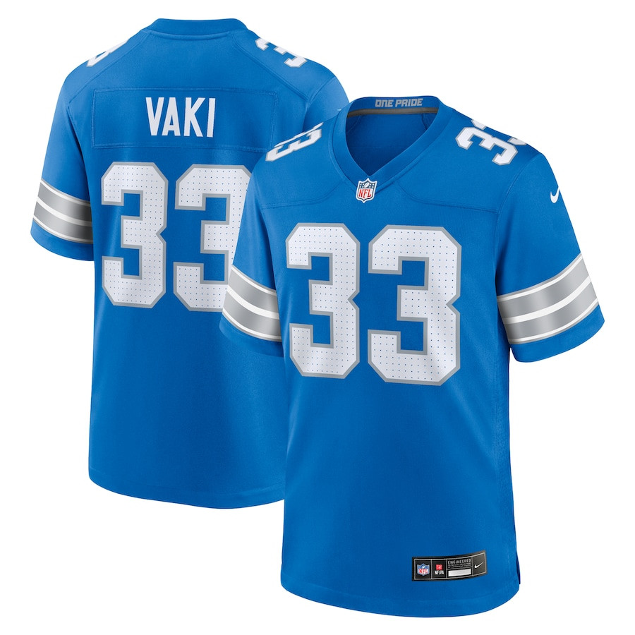Sione Vaki 33 Detroit Lions Team Game Men Jersey - Blue Js1800