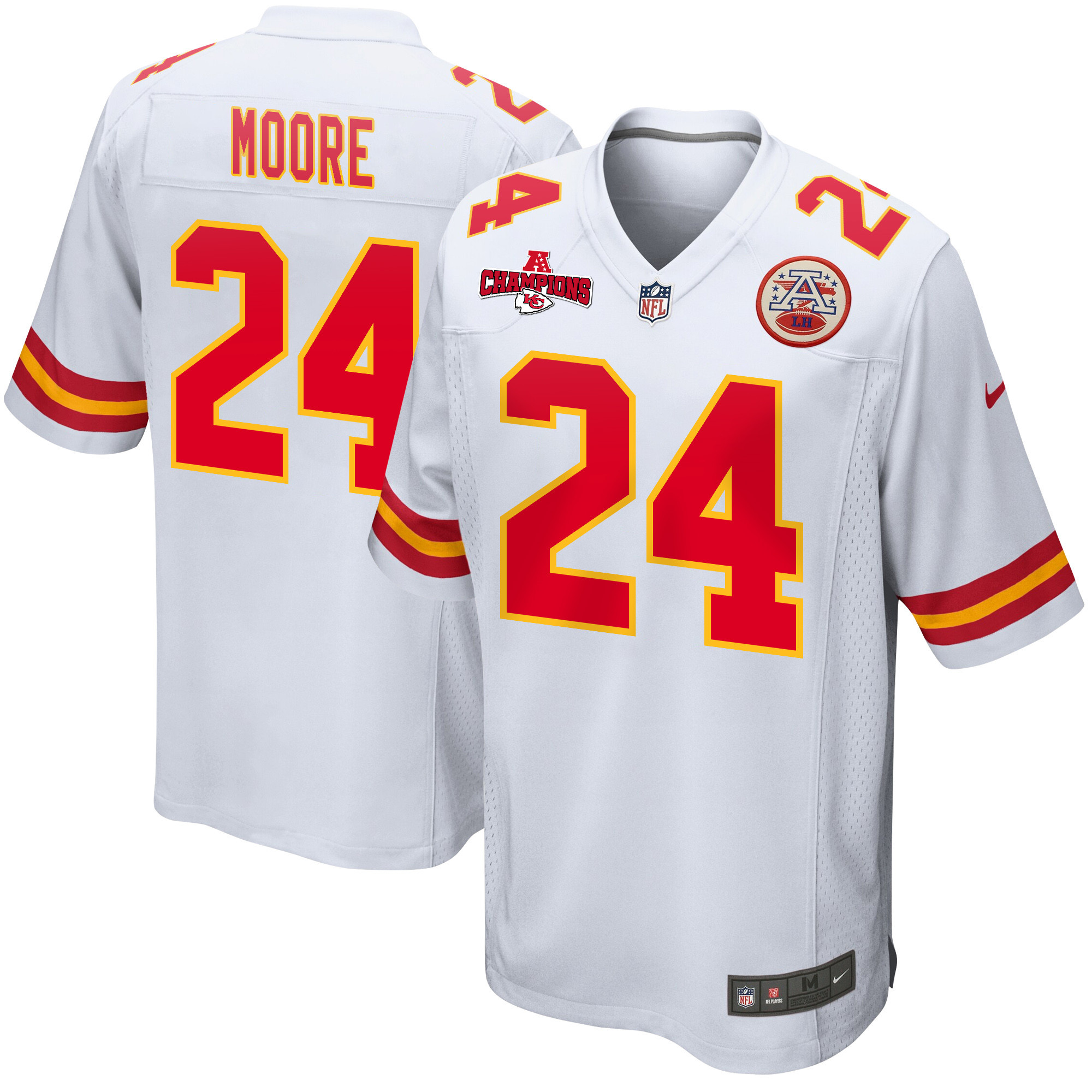 Skyy Moore 24 Kansas City Chiefs Afc Champions Patch Game Men Jersey - White Js2536