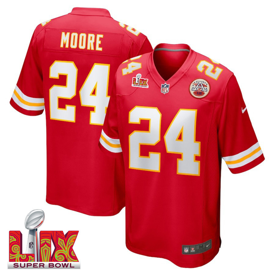 Skyy Moore #24 Kansas City Chiefs Super Bowl Lix Jersey - Men's - Red Js2711