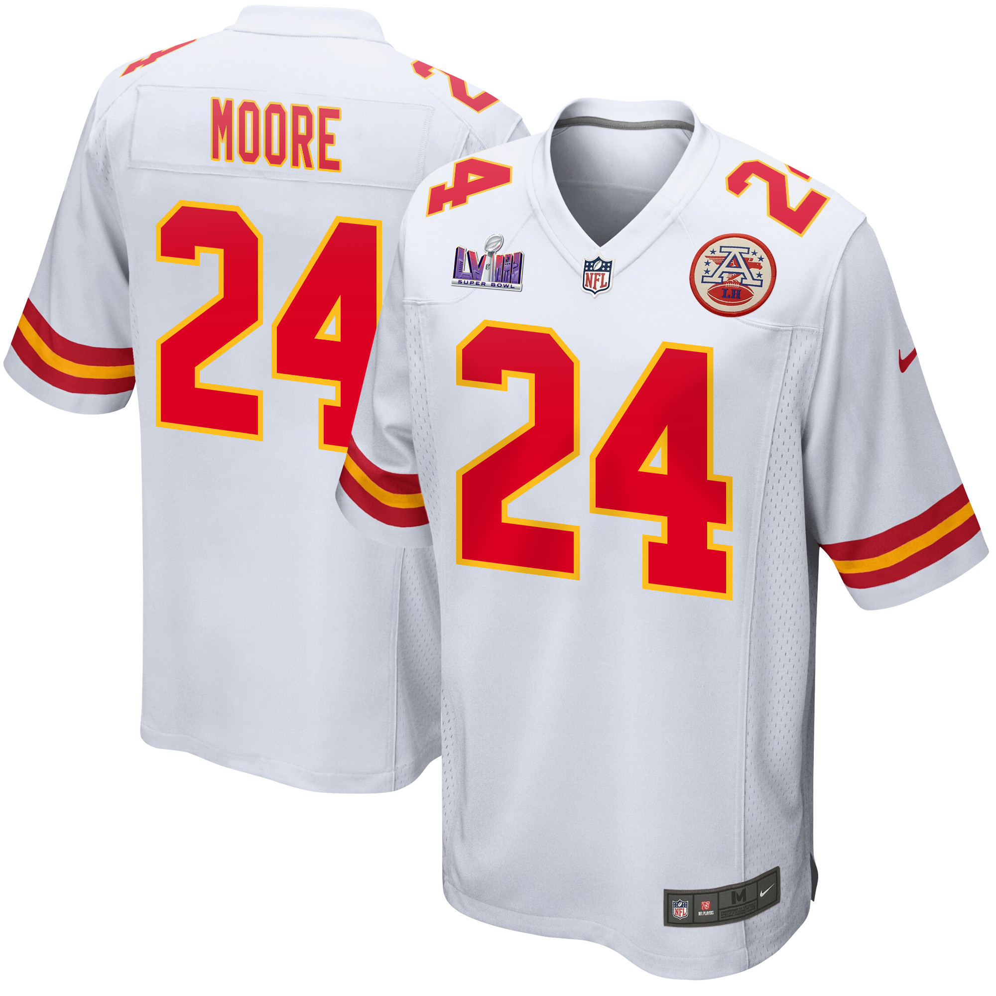 Skyy Moore 24 Kansas City Chiefs Super Bowl Lviii Patch Game Men Jersey - White Js3131