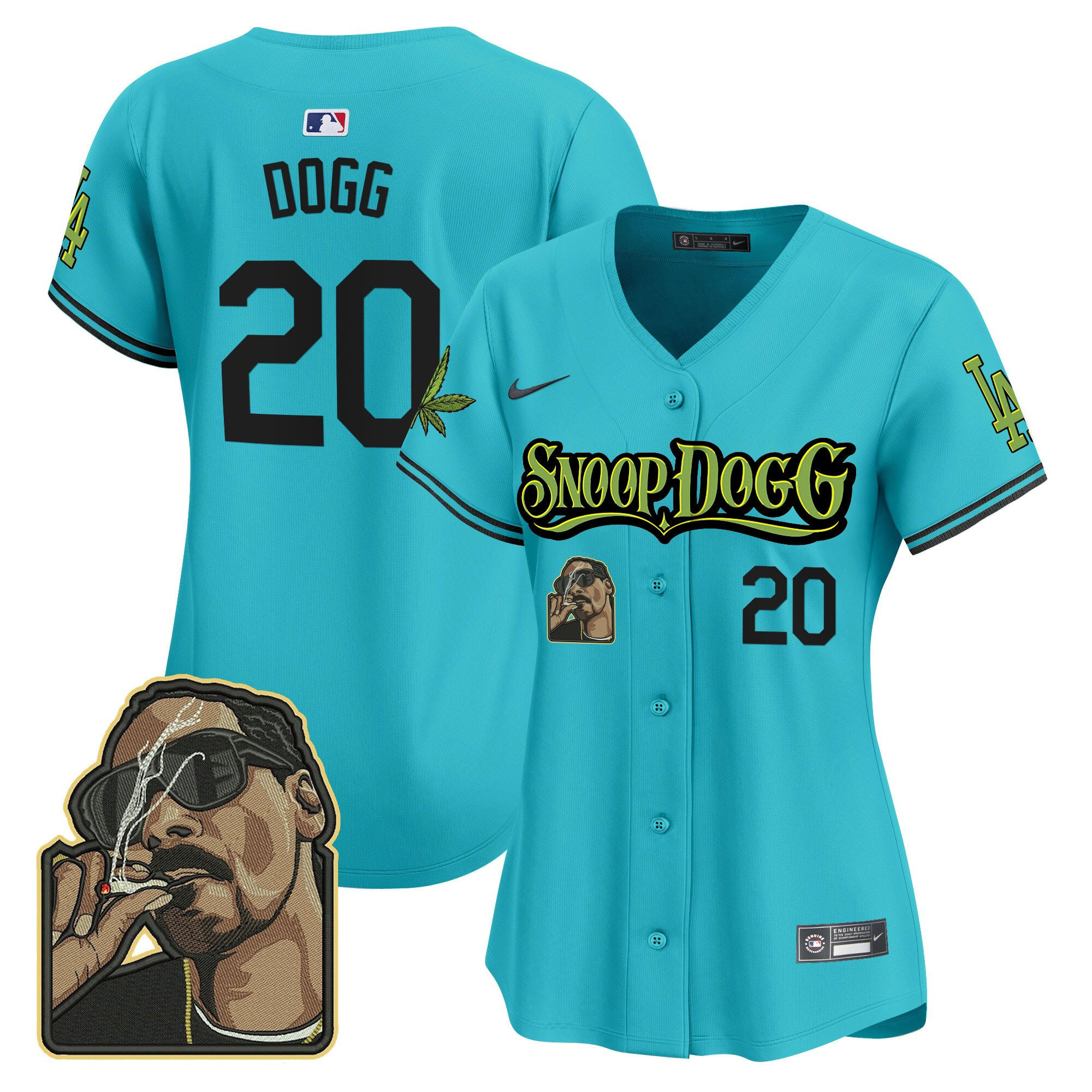 Snoop Dogg 20 Los Angeles Dodgers Snoop Dogg Women Jersey - Aqua