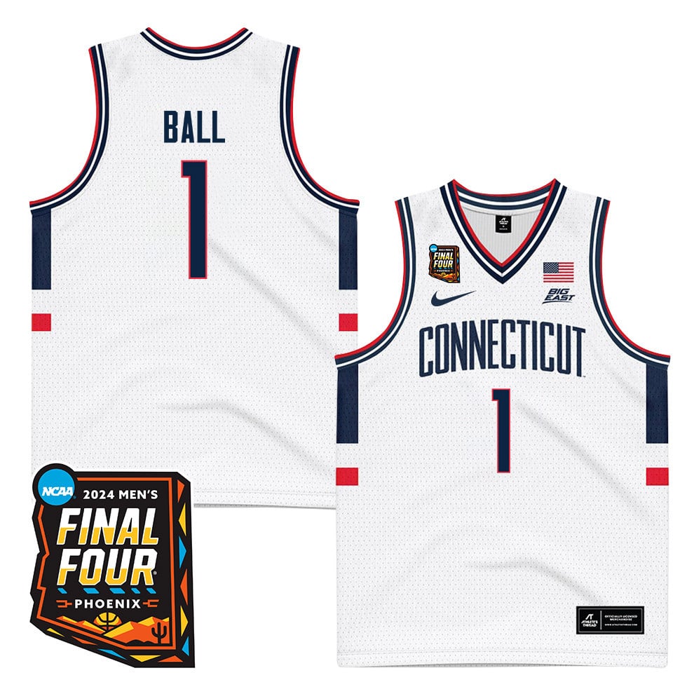 Solomon Ball 1 Uconn Huskies 2024 Final Four Patch Men's Basketball Jersey - Unisex Jersey