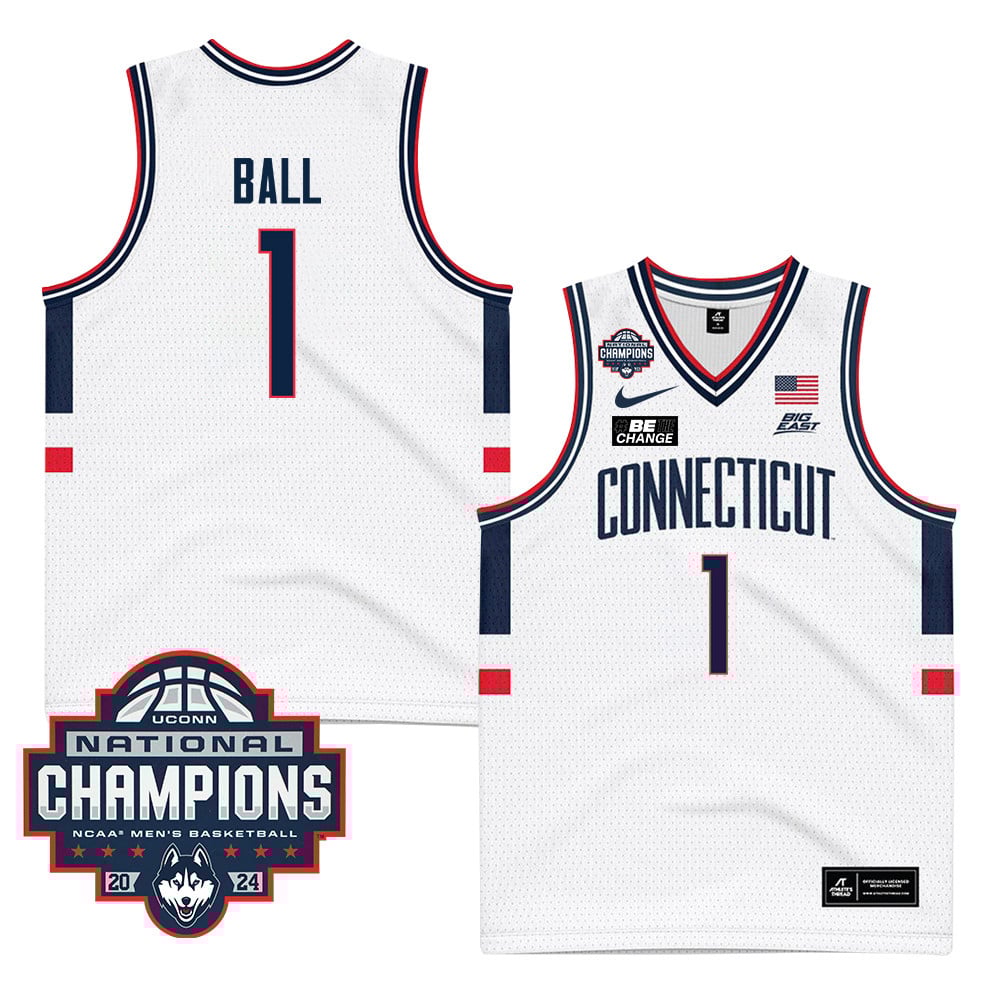 Solomon Ball 1 Uconn Huskies 2024 National Champions Patch Men's Basketball - Unisex Jersey
