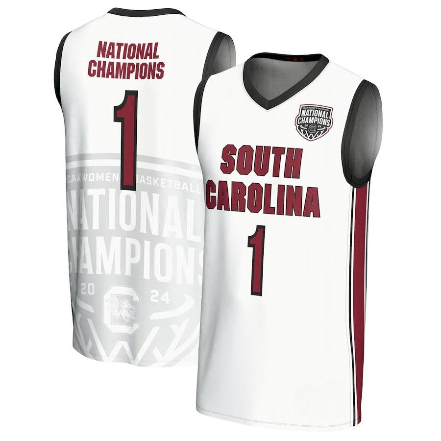 South Carolina 2024 Women's Basketball National Champions Fashion All Over Print Jersey - White