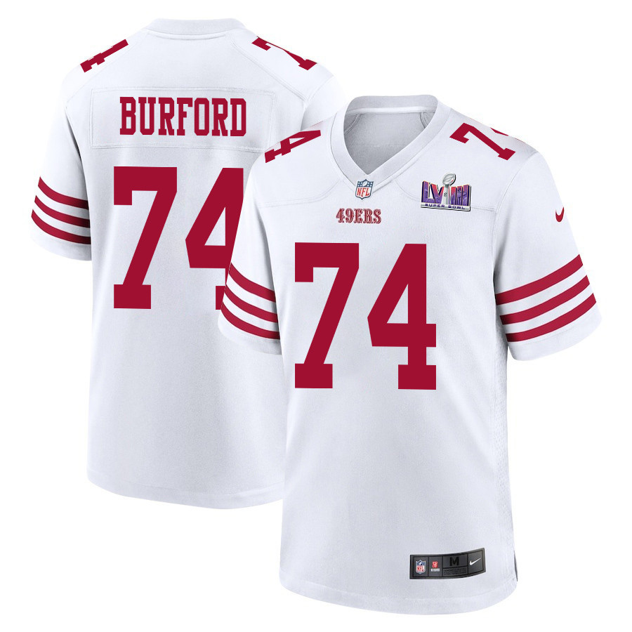Spencer Burford 74 San Francisco 49ers Super Bowl Lviii Patch Game Men Jersey - White Js1643