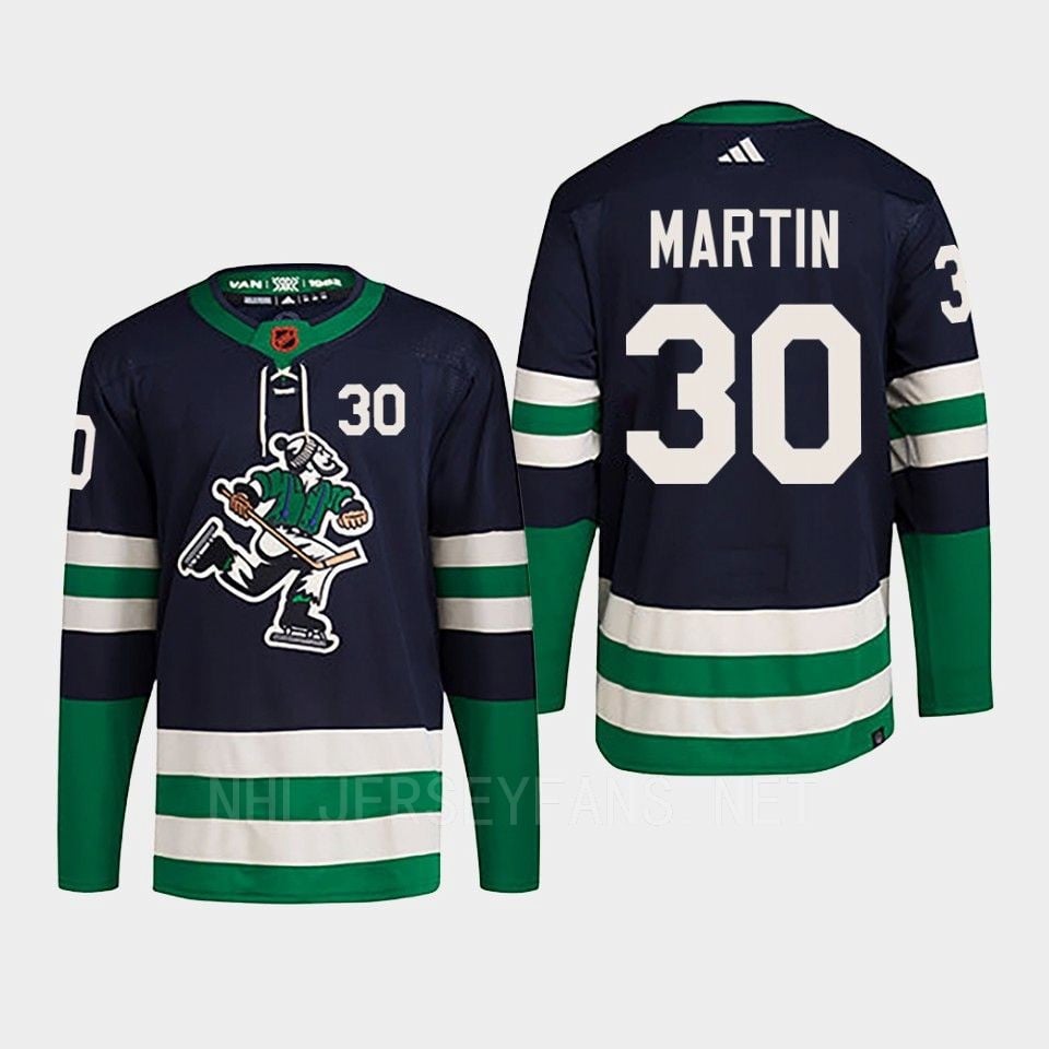 Spencer Martin 30 Reverse Retro 2.0 2022 Vancouver Canucks Navy Jersey Primegreen