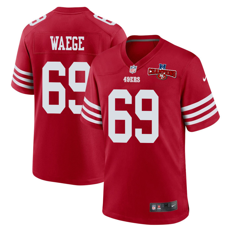 Spencer Waege 69 San Francisco 49ers Nfc Champions Patch Game Men Jersey - Scarlet Js4267
