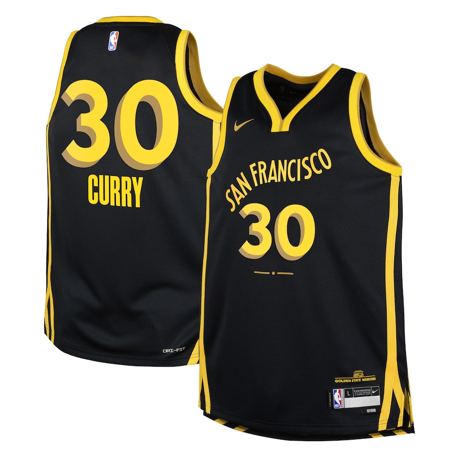 Stephen Curry 30 Golden State Warriors 2023/24 City Edition Swingman Youth Jersey - Black