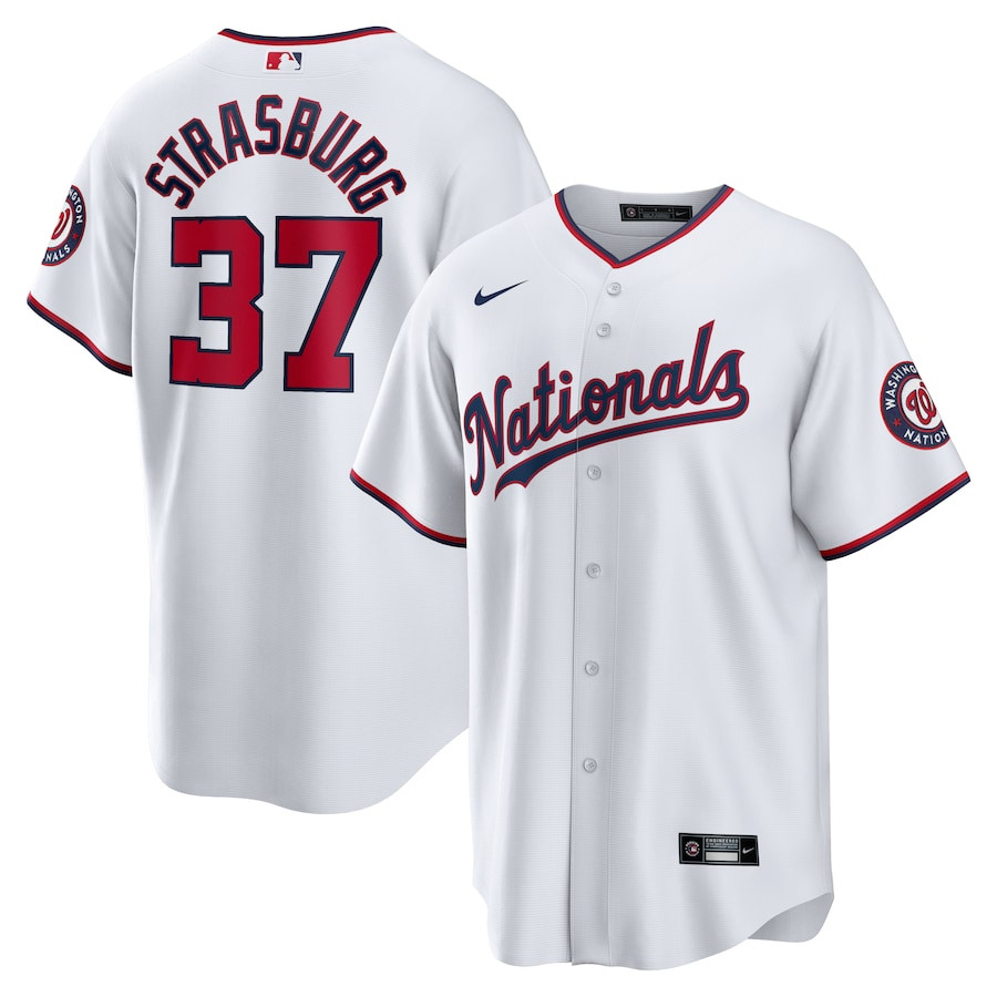 Stephen Strasburg 37 Washington Nationals Home Men Jersey - White