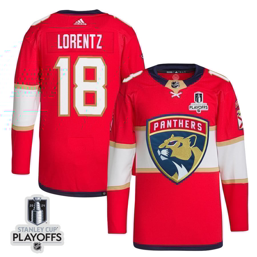 Steven Lorentz 18 Florida Panthers 2024 Nhl Playoffs Patch Home Jersey - Men, Red