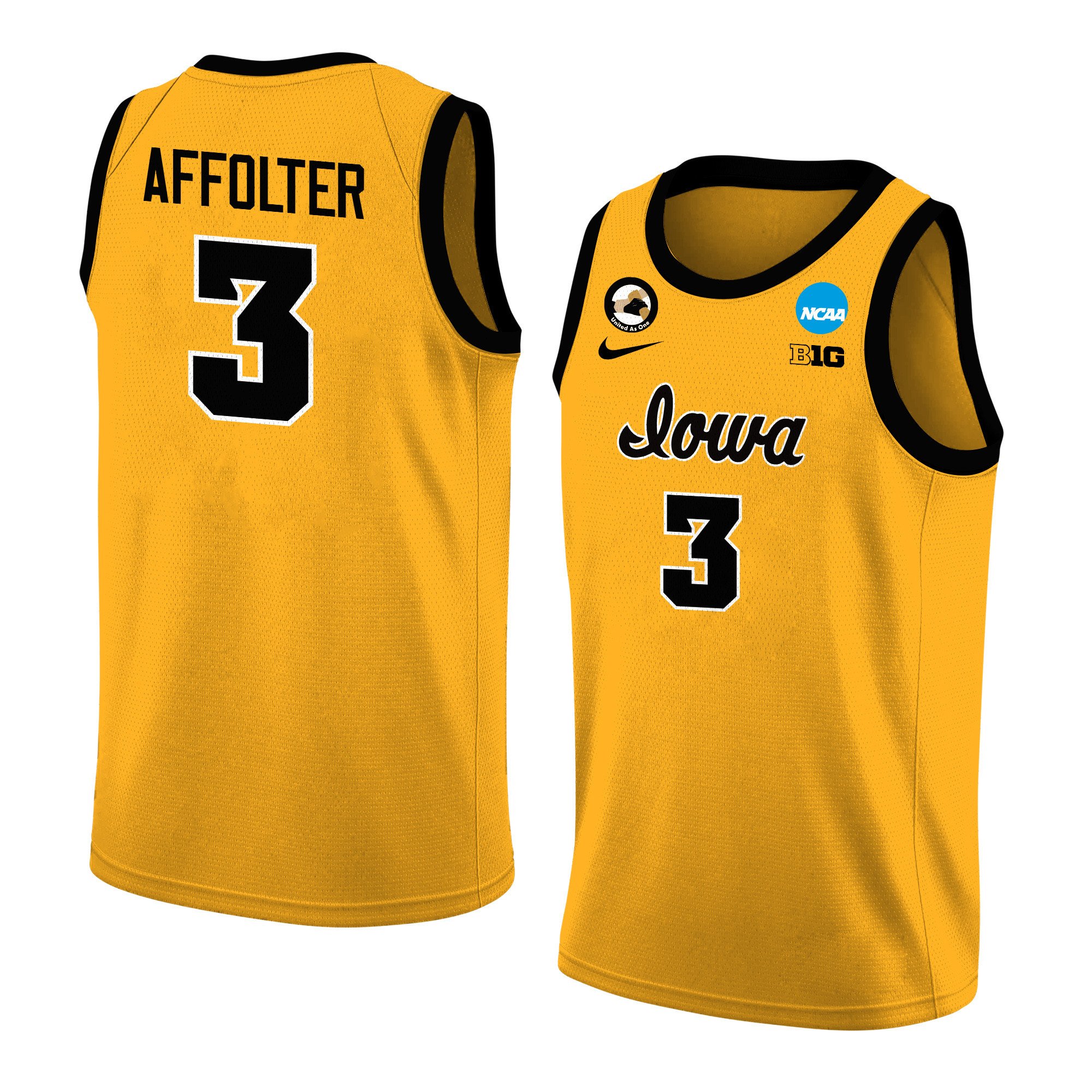 Sydney Affolter 3 Iowa Hawkeyes 2024 Women's Basketball Jersey - Yellow, Unisex Jersey