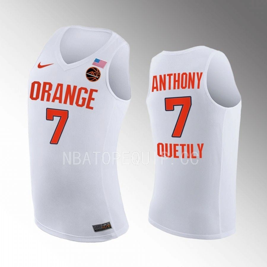 Syracuse Orange Kiyan Anthony 7 Jersey College Basketball White Class Of 2025 Uniform