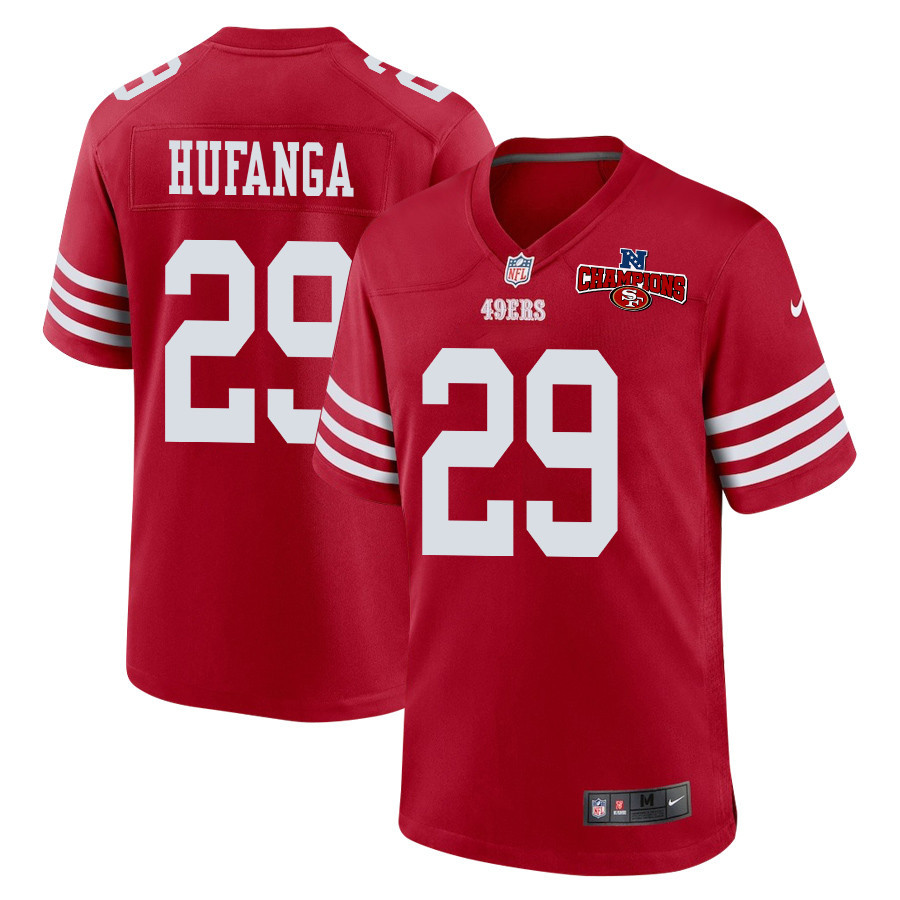 Talanoa Hufanga 29 San Francisco 49ers Nfc Champions Patch Game Men Jersey - Scarlet Js5776