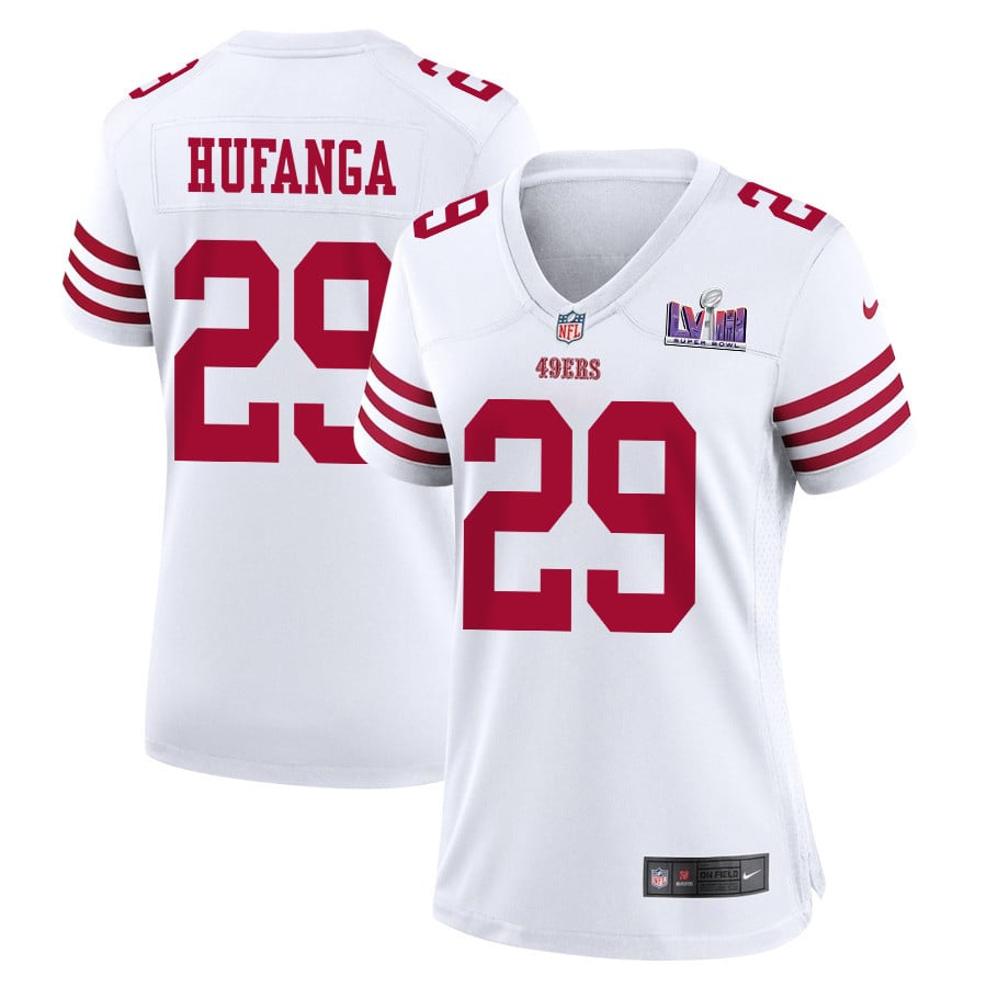Talanoa Hufanga 29 San Francisco 49ers Super Bowl Lviii Patch Game Women Jersey - White Js9001