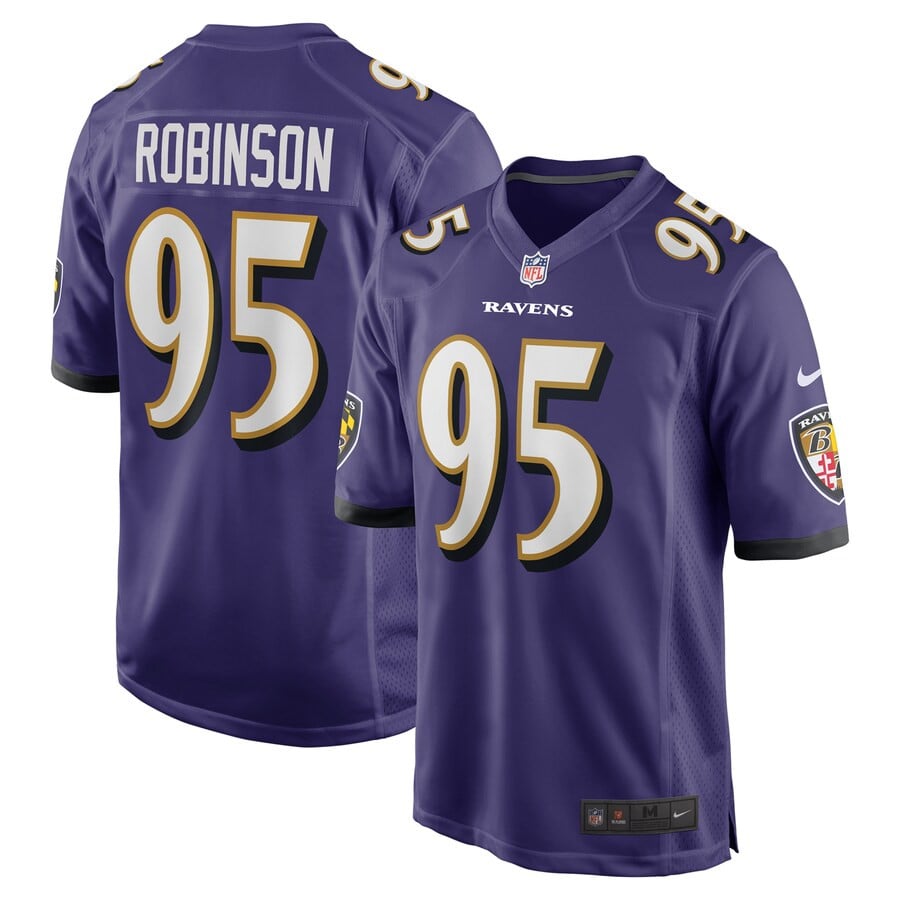Tavius Robinson 95 Baltimore Ravens Team Game Men Jersey - Purple Js8402