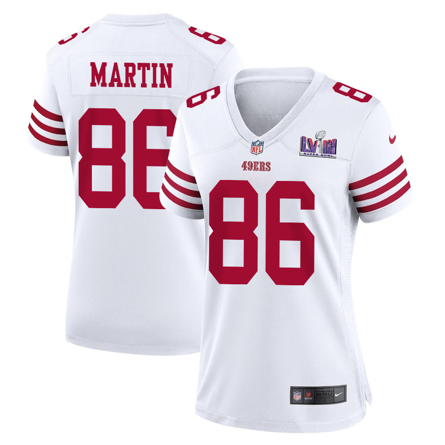 Tay Martin 86 San Francisco 49ers Super Bowl Lviii Patch Game Women Jersey - White Js9326