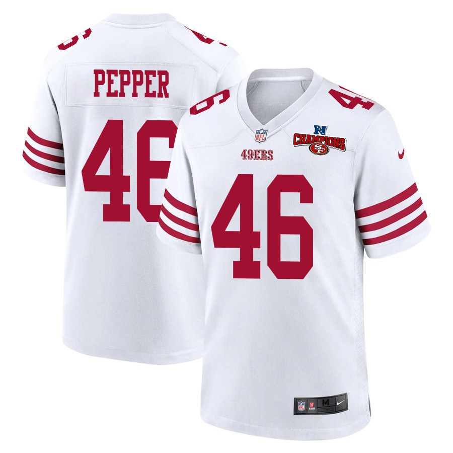 Taybor Pepper 46 San Francisco 49ers Nfc Champions Patch Game Men Jersey - White Js4387