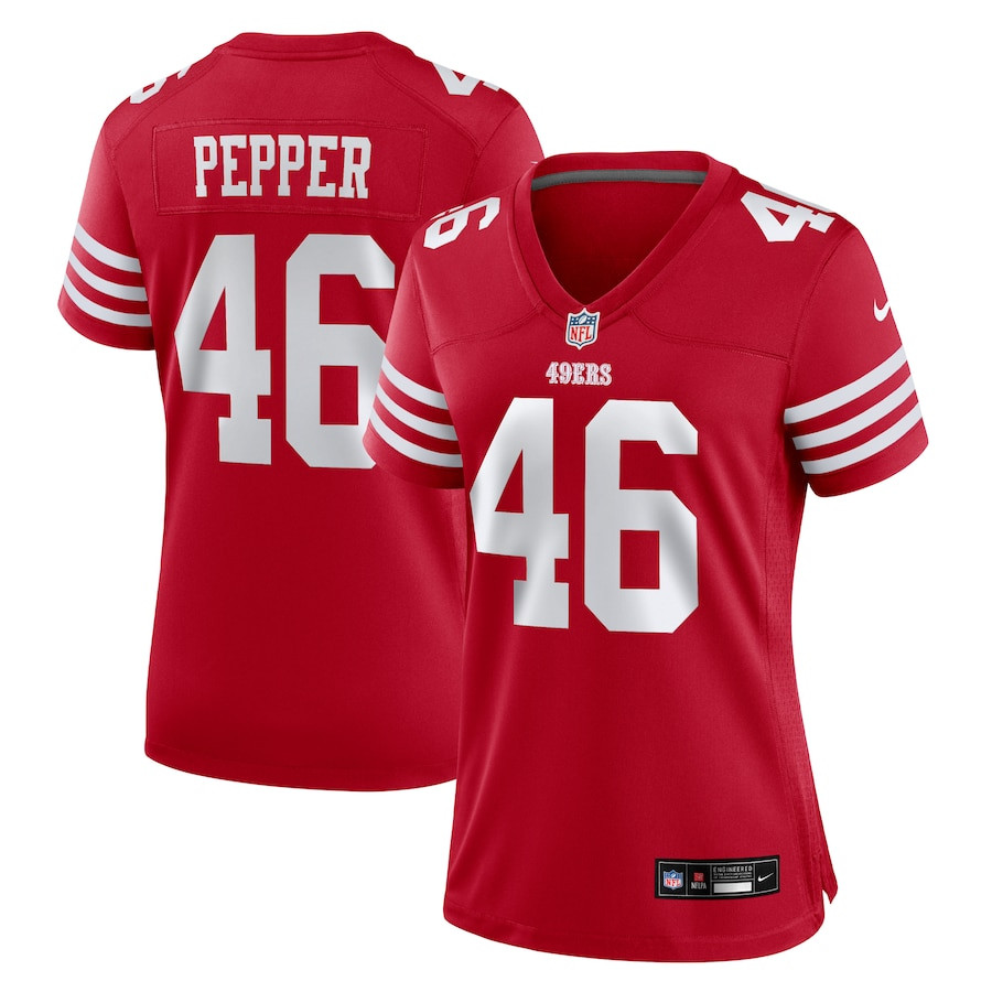Taybor Pepper 46 San Francisco 49ers Women's Game Jersey - Scarlet Js9798