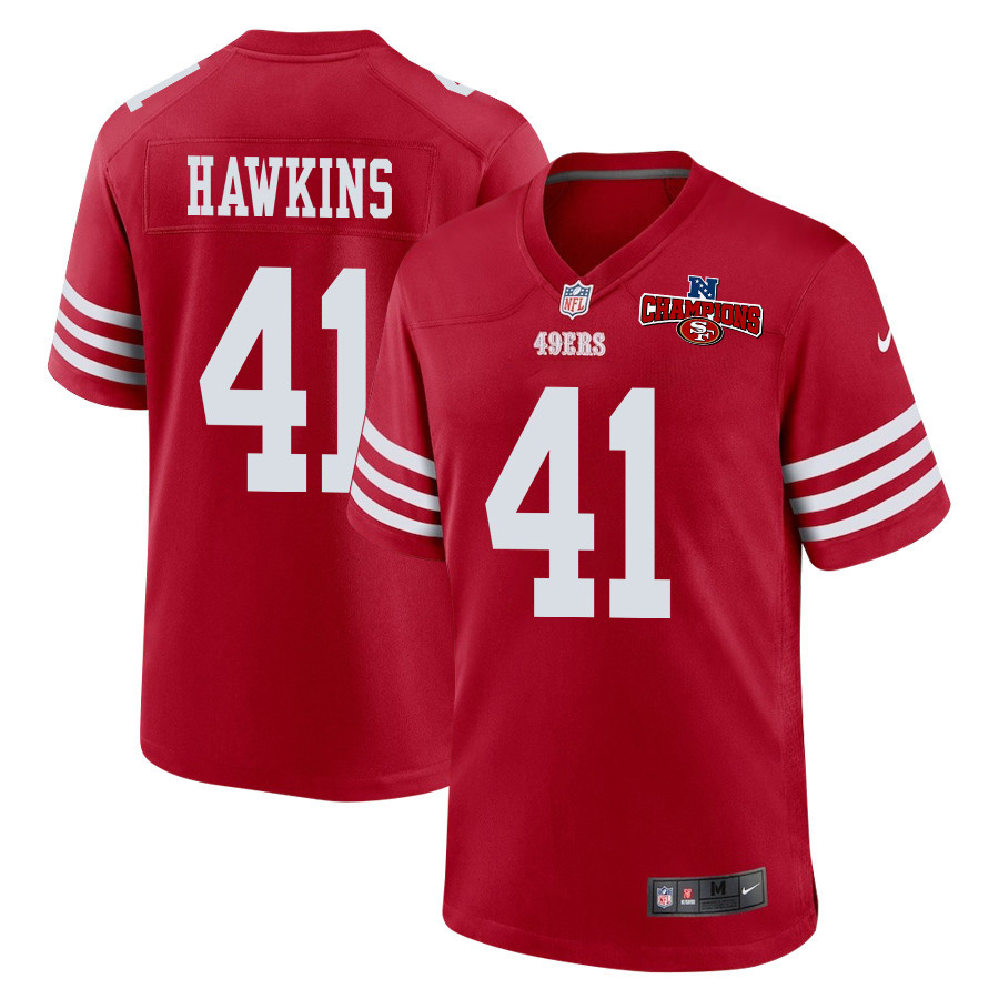 Tayler Hawkins 41 San Francisco 49ers Nfc Champions Patch Game Men Jersey - Scarlet Js2027