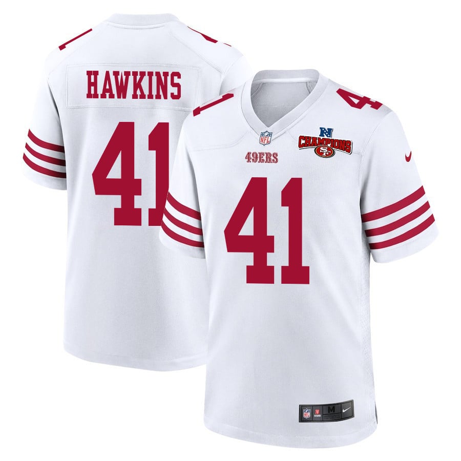 Tayler Hawkins 41 San Francisco 49ers Nfc Champions Patch Game Men Jersey - White Js2830