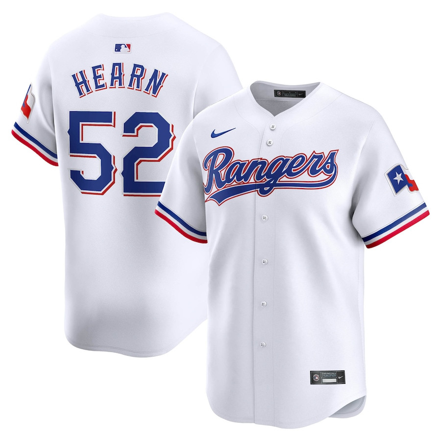 Taylor Hearn 52 Texas Rangers Home Limited Player Men Jersey - White