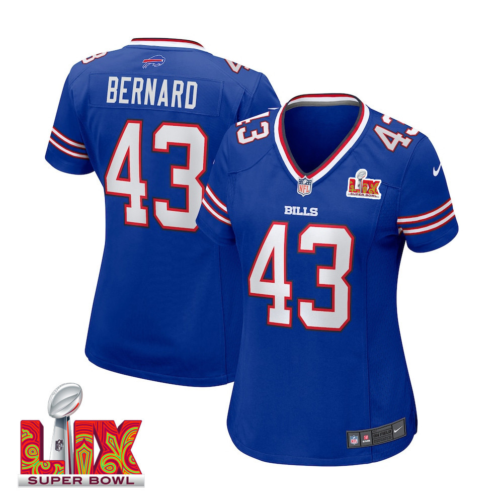 Terrel Bernard #43 Buffalo Bills Super Bowl Lix Women's Jersey - Royal Js4381