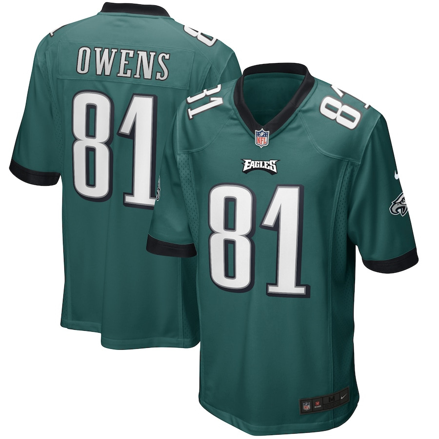 Terrell Owens 81 Philadelphia Eagles Men Game Retired Jersey - Midnight Green Js2192